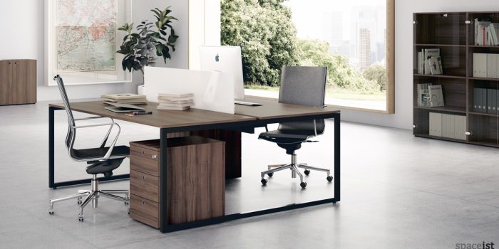 Frame desk walnut top with black frame