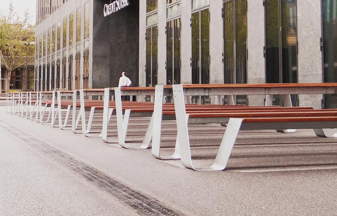 Galvanised steel bench
