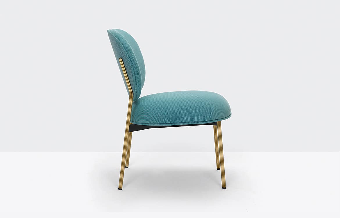 Blue Velvet Reception Chair with Brass Legs