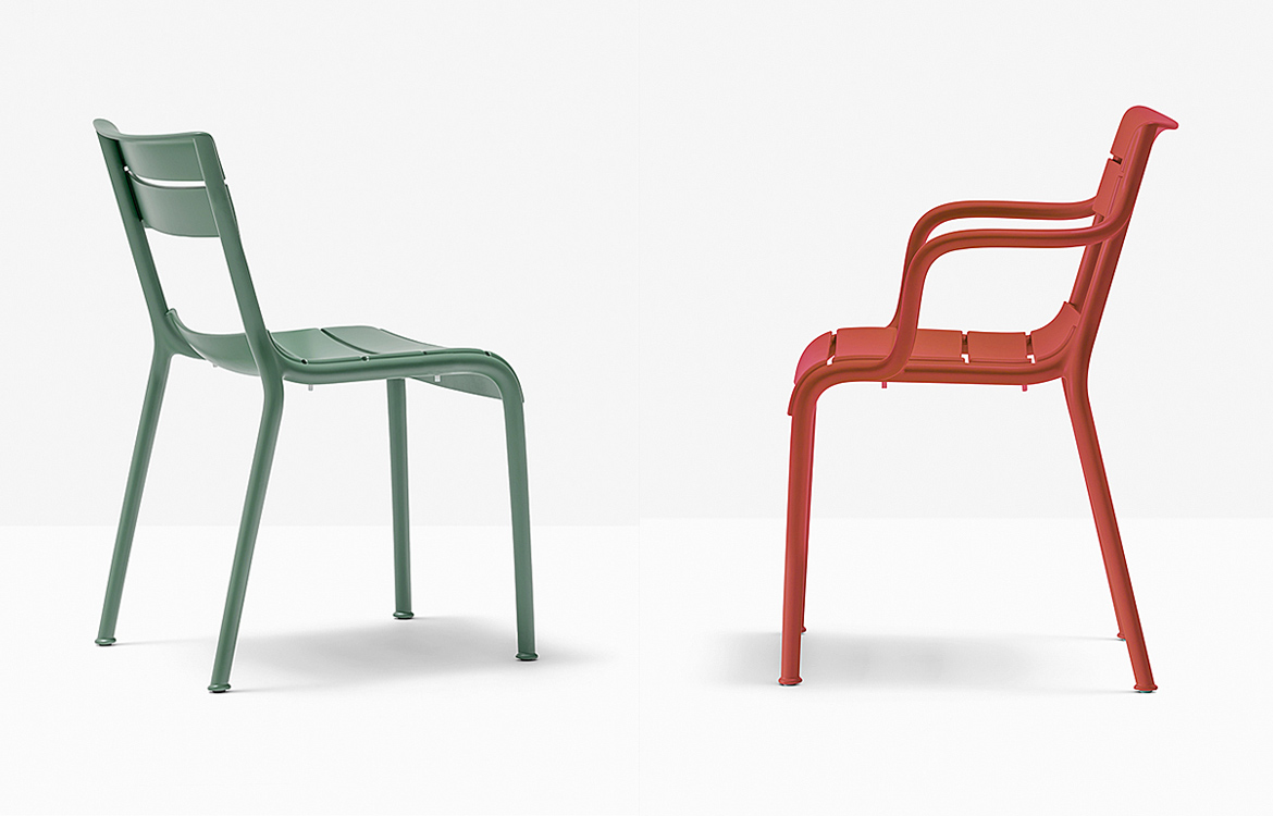 Green and red stacking chair