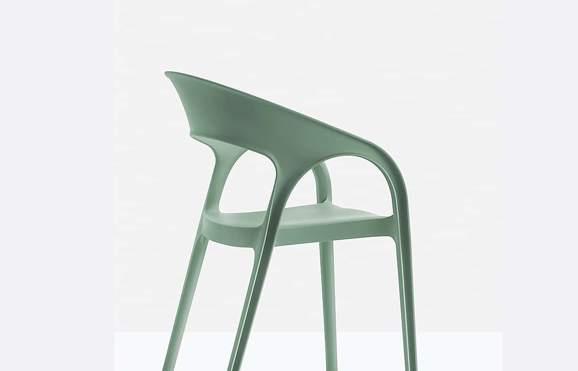 Green cafe chair with armrests
