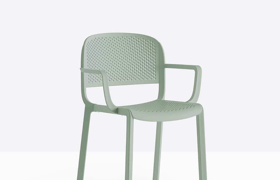 Green chair with drain holes
