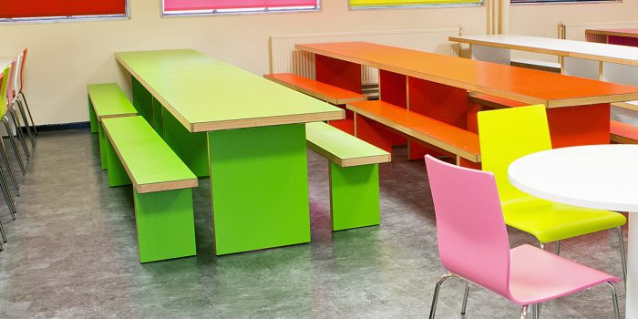 Green canteen dining table