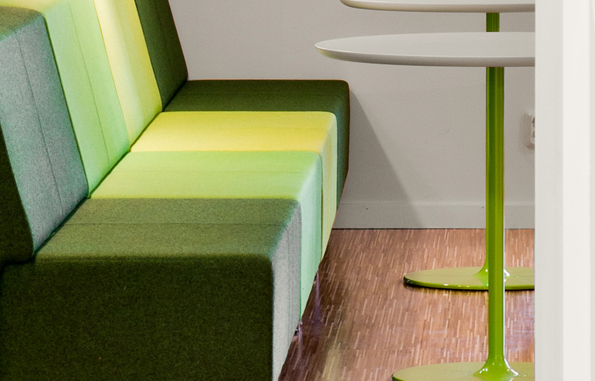 Green stripey sofa