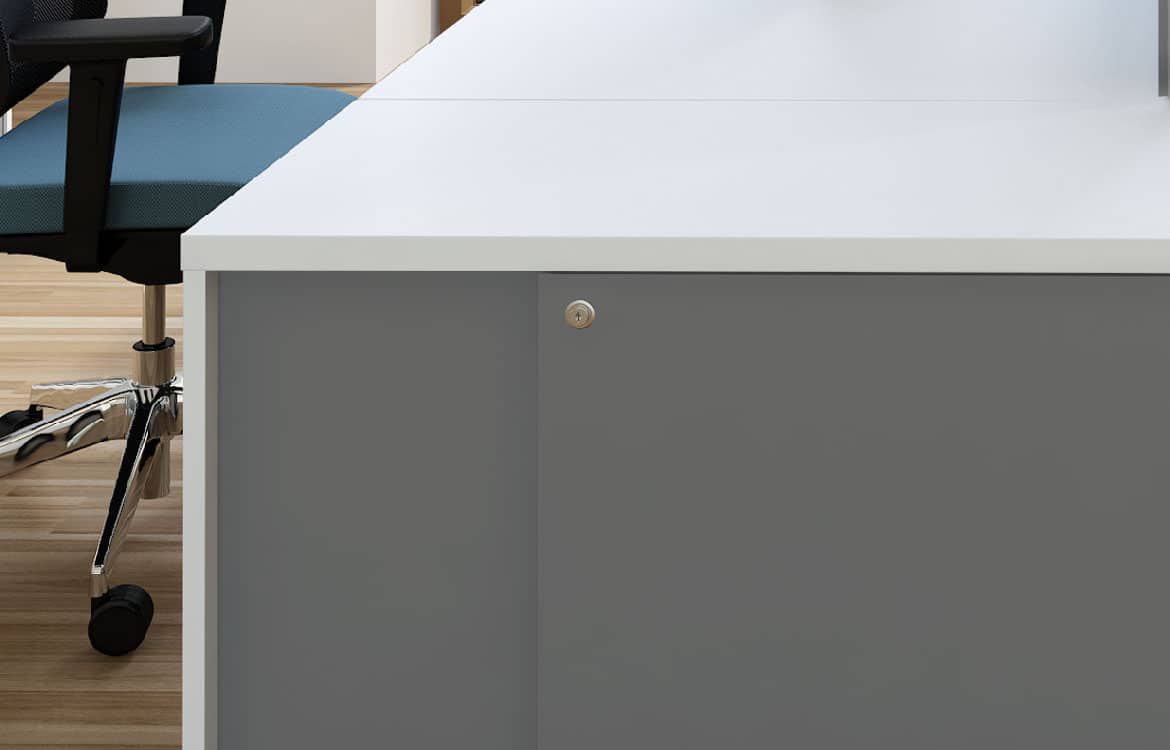 Grey end of desk cabinet