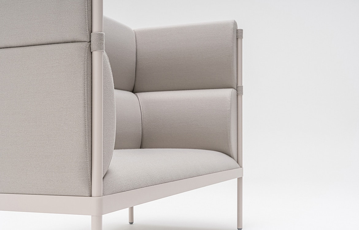Grey office sofa closeup