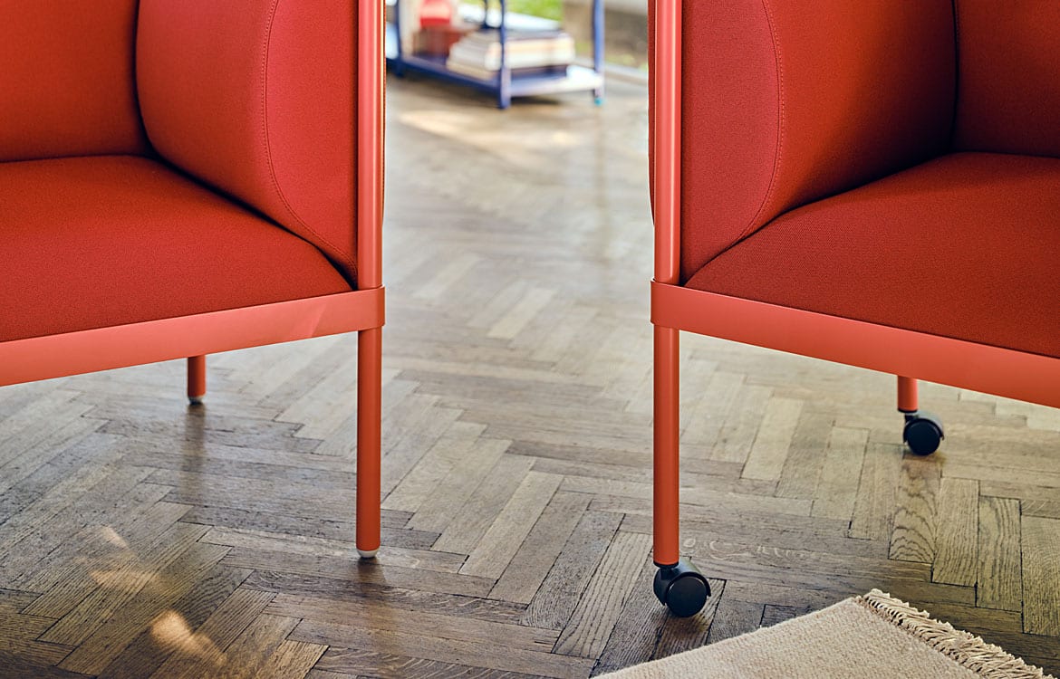 High back sofa with wheels