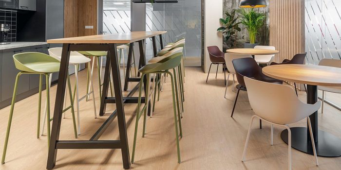Oak and black high table