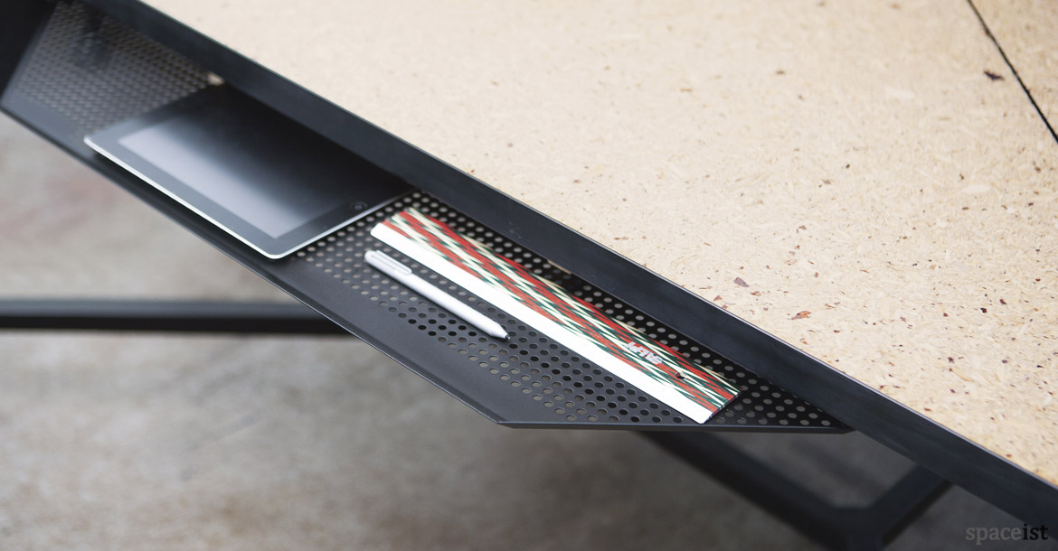 Hub under desk black metal tray
