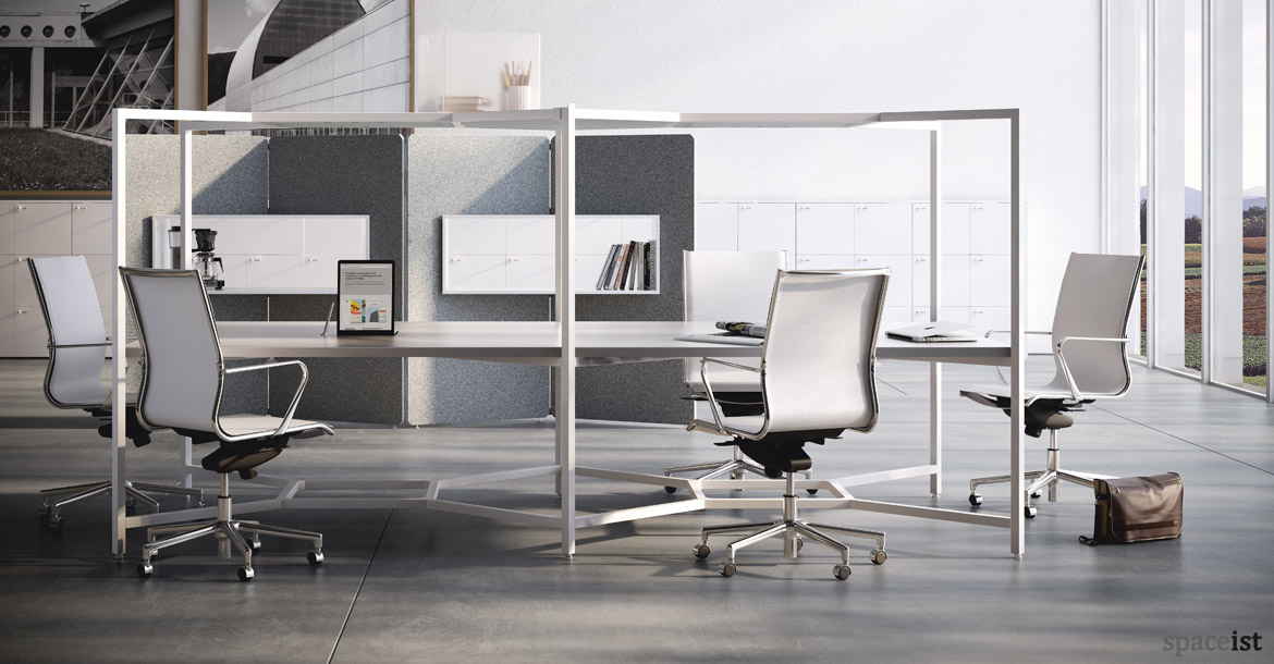 Hub designer white 8 person office desk