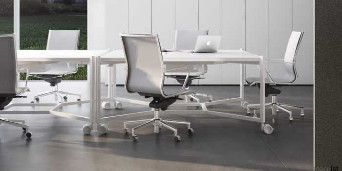 Hub industrial style square meeting table on castors