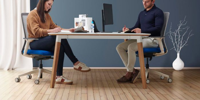 Jac 2 person desk with oak legs