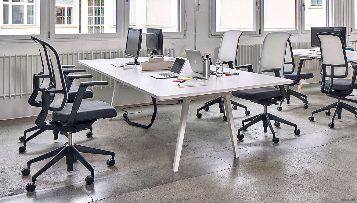 4 Person White Desk