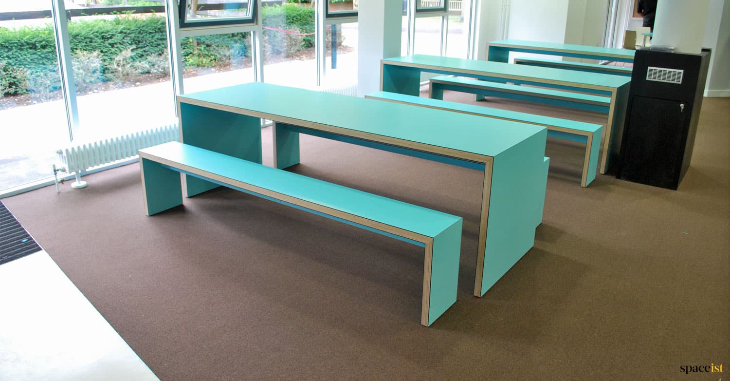 Kings college blue canteen bench
