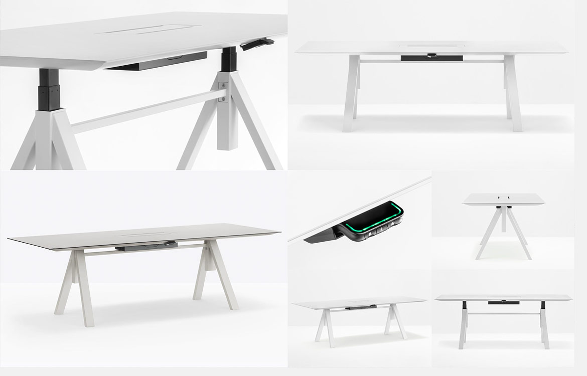 Large commercial height adjustable meeting table range