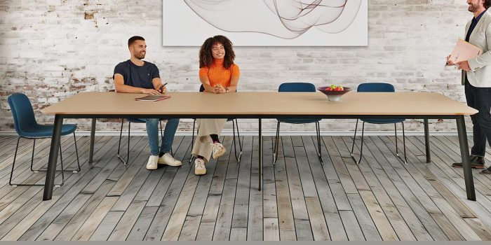 Large commercial table with power sockets