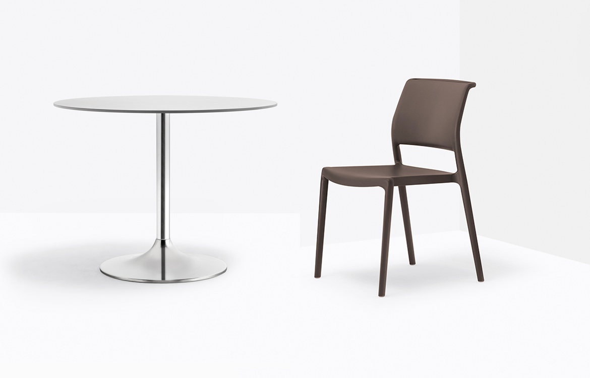 Large Trumpet table with brown chair