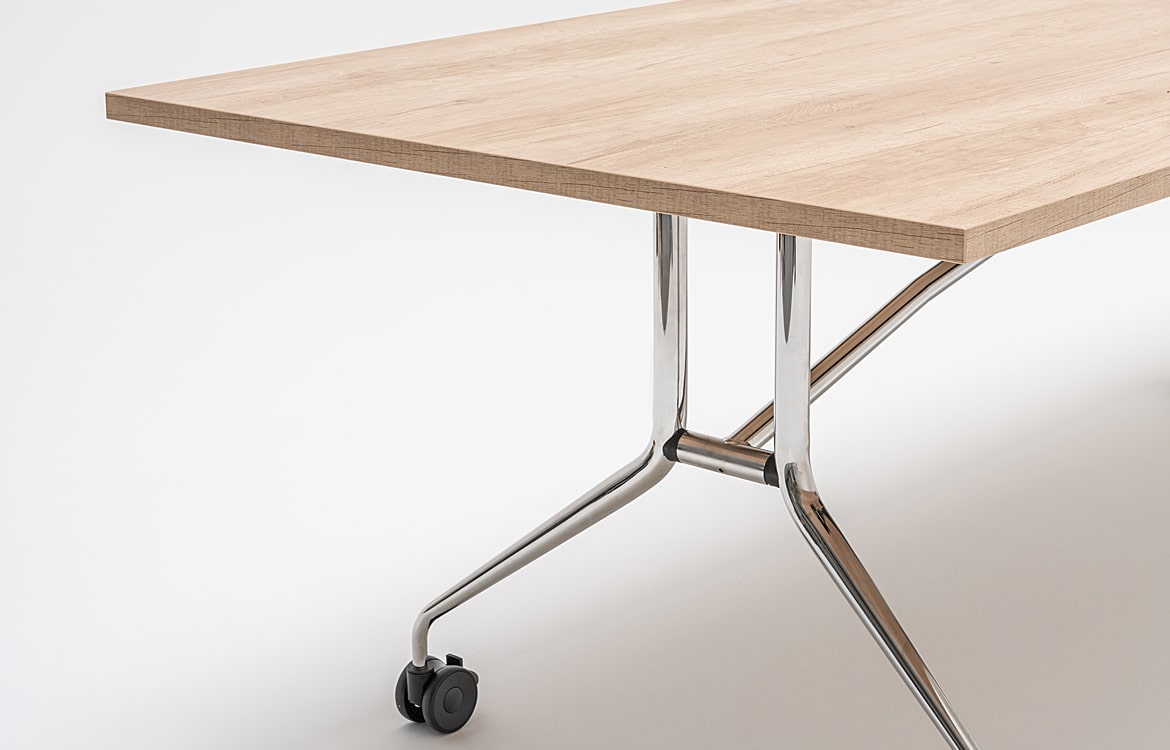 Chrome + oak table