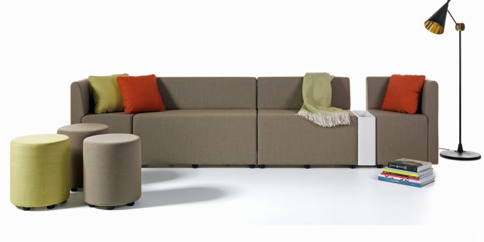Light brown long reception sofa