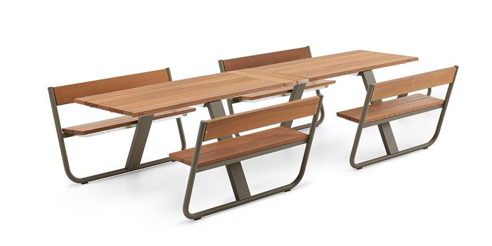 Luxury wood picnic table to seat 8