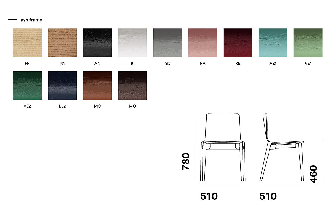 Pedrali Malmo wood cafe chair colours