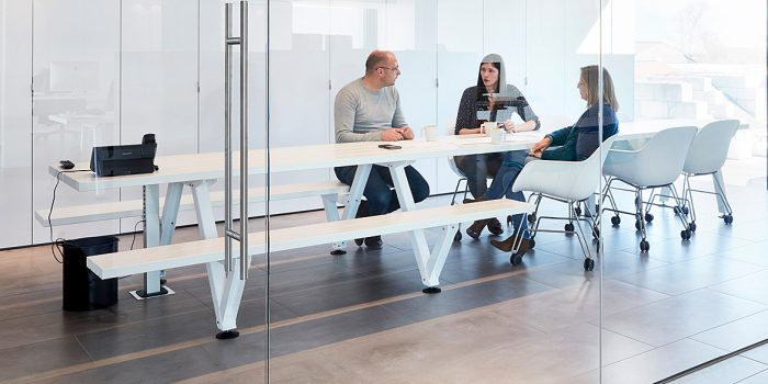 Long indoor long staff white canteen table
