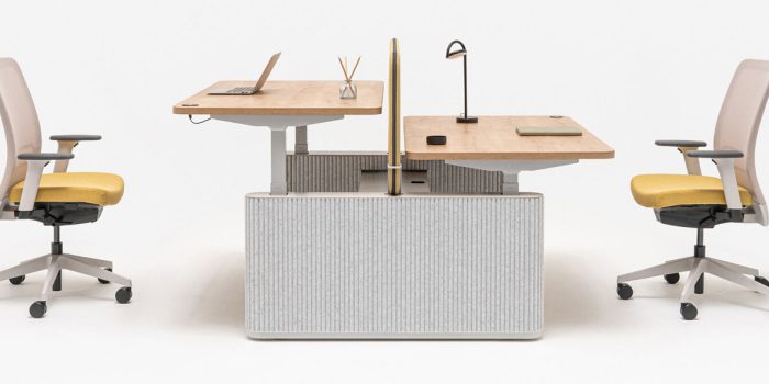 Modern commercial standing desk for two