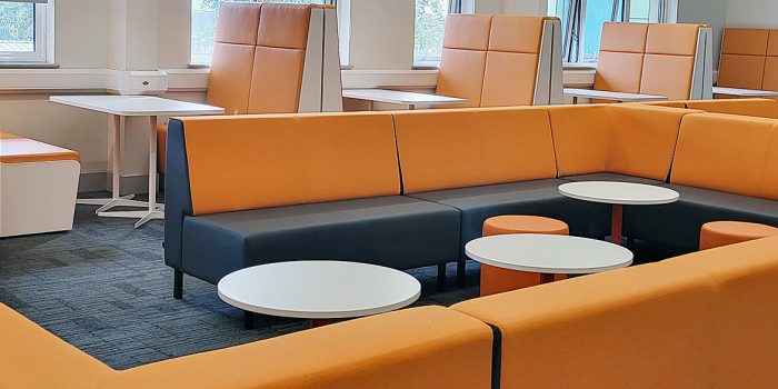 Orange modular sofa for common room