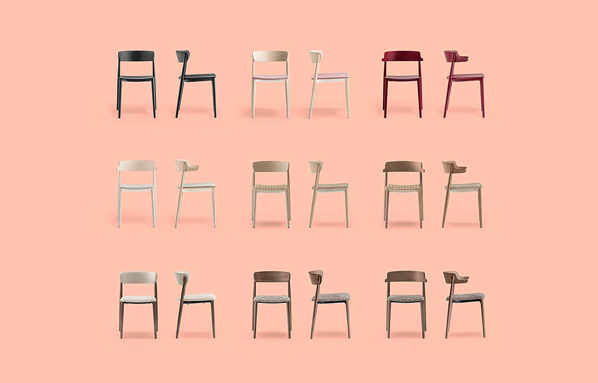 Pedrali Nemea wood chair range