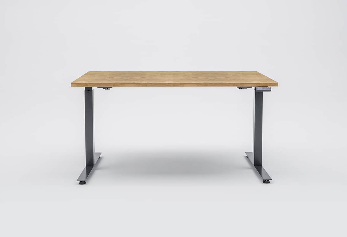 Oak Black Adjustable Desk