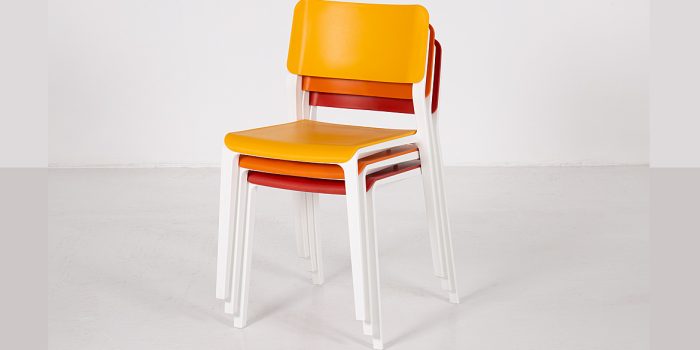 Orange recycled plastic canteen chair