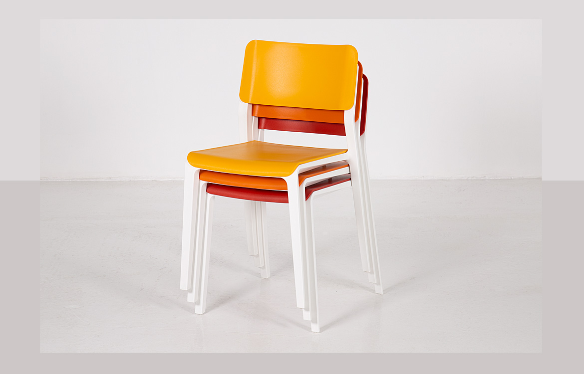 Orange recycled plastic canteen chair