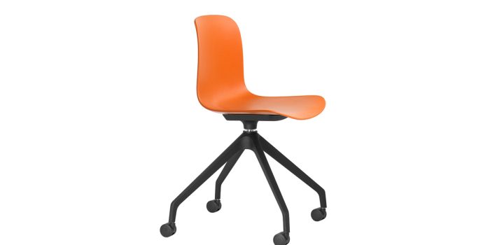 Orange study chair with wheels