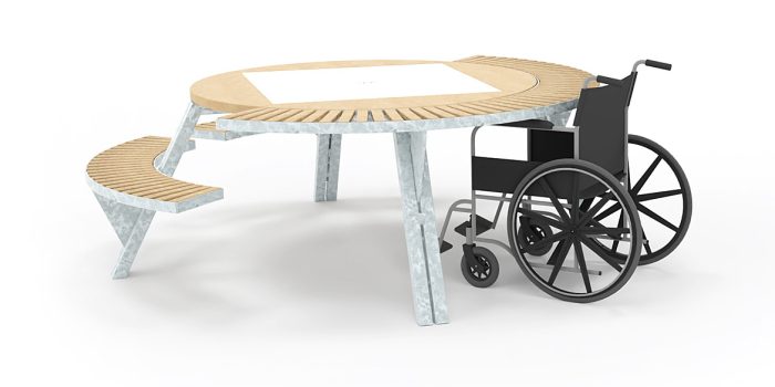 Outdoor picnic table with wheelchair access