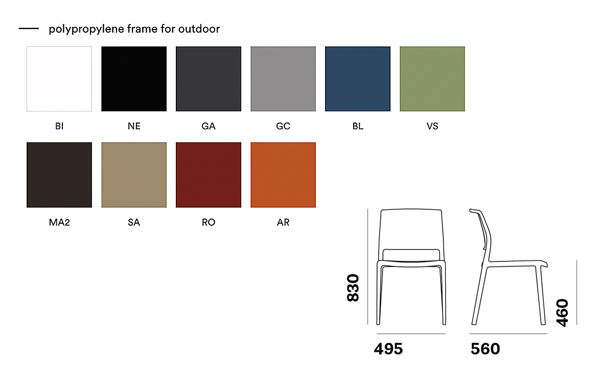 Pedrali Ara plastic cafe colours