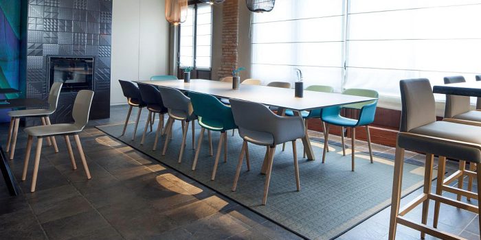 Commercial meeting table with wood legs