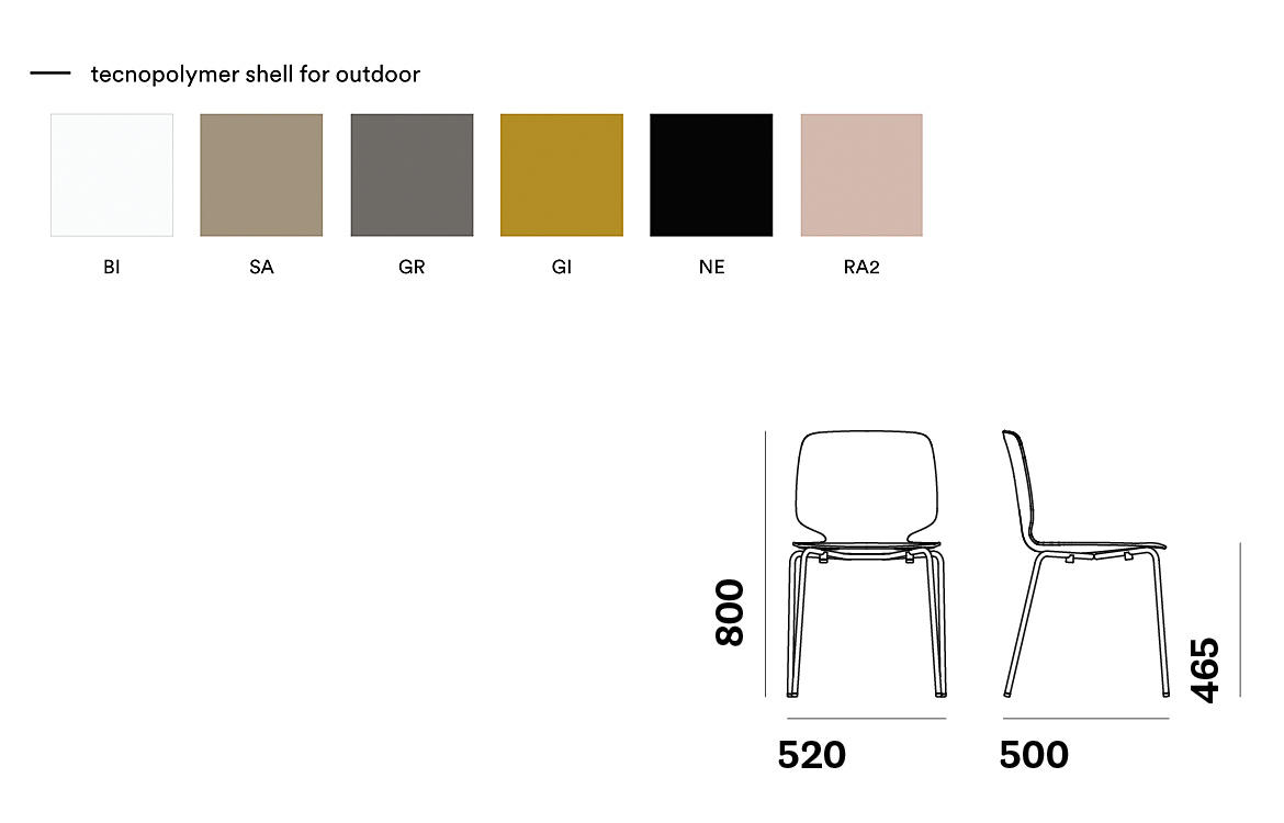 Pedrali Babila plastic cafe chair colours