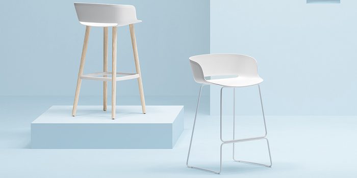 White stacking stool with back
