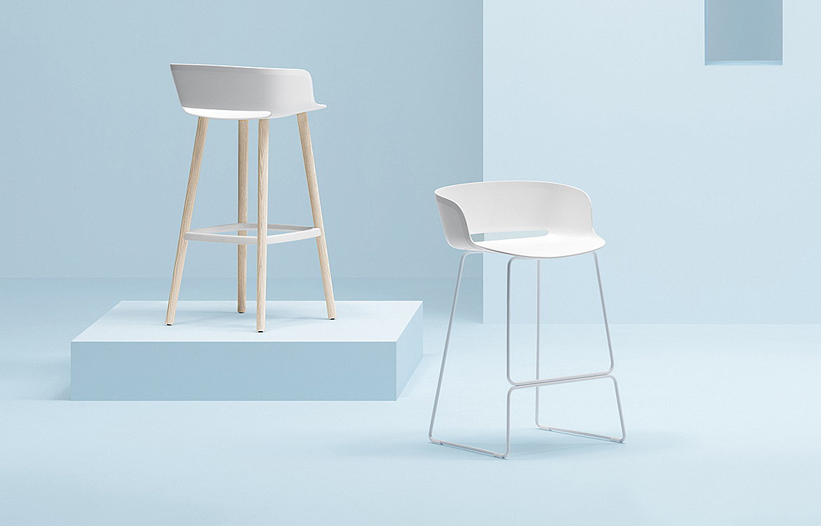 White stacking stool with back