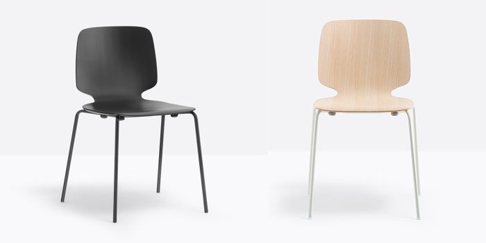 Plywood cafe chair in natural or black wood