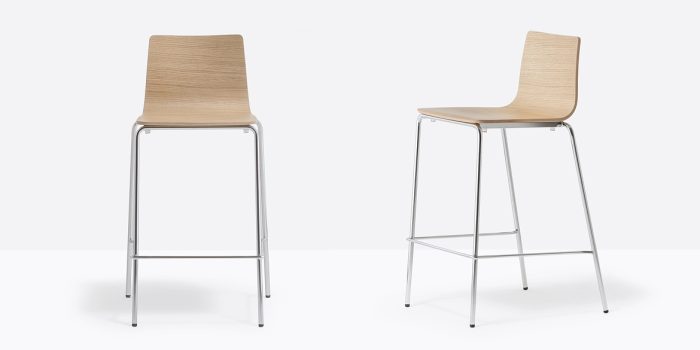 Wood commercial stool with chrome legs