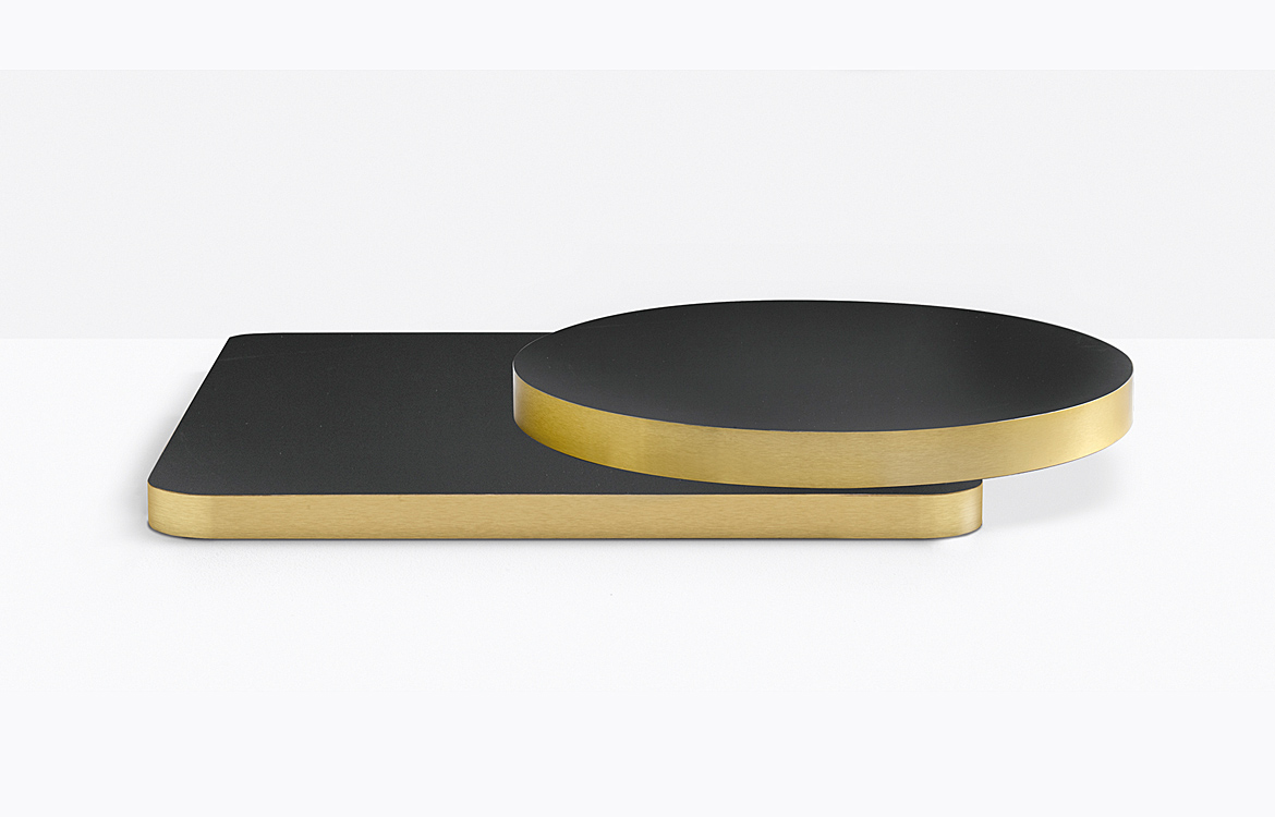 Black and brass cafe table top