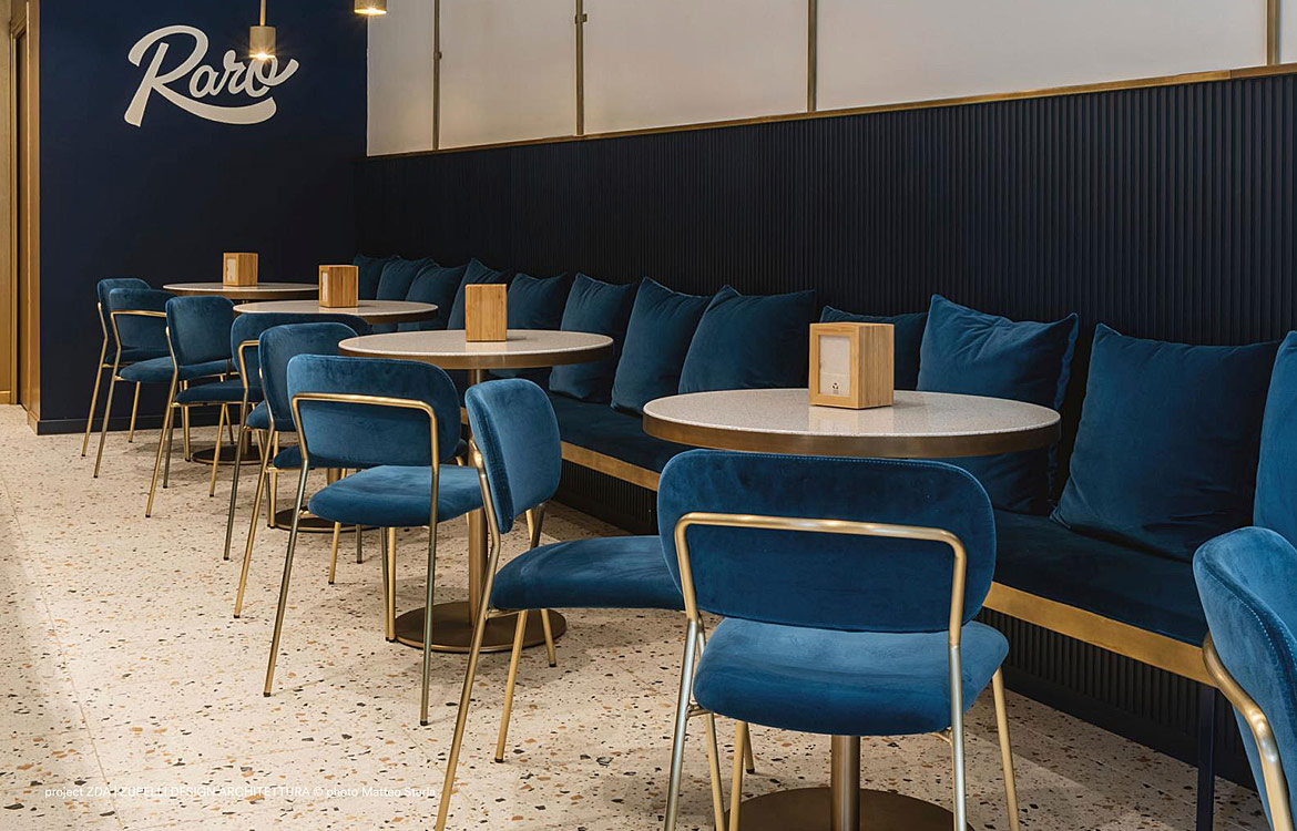 Round brass cafe or restaurant table