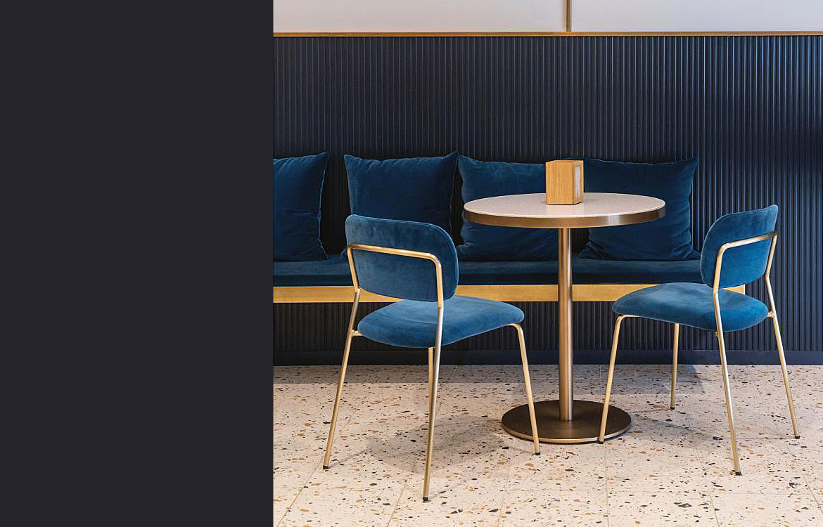 Round brass cafe or restaurant table