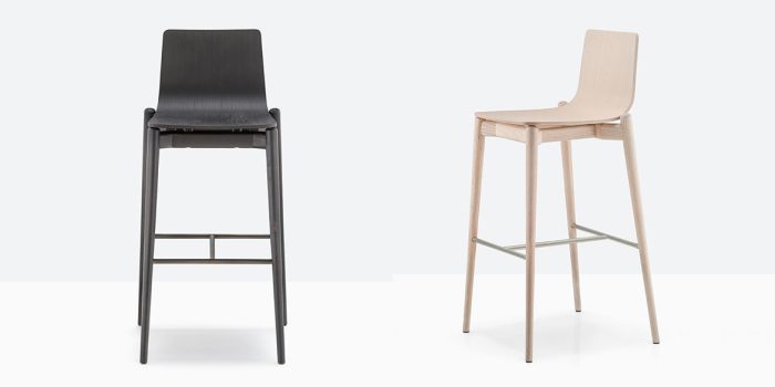 Black + ash wood commercial bar stool