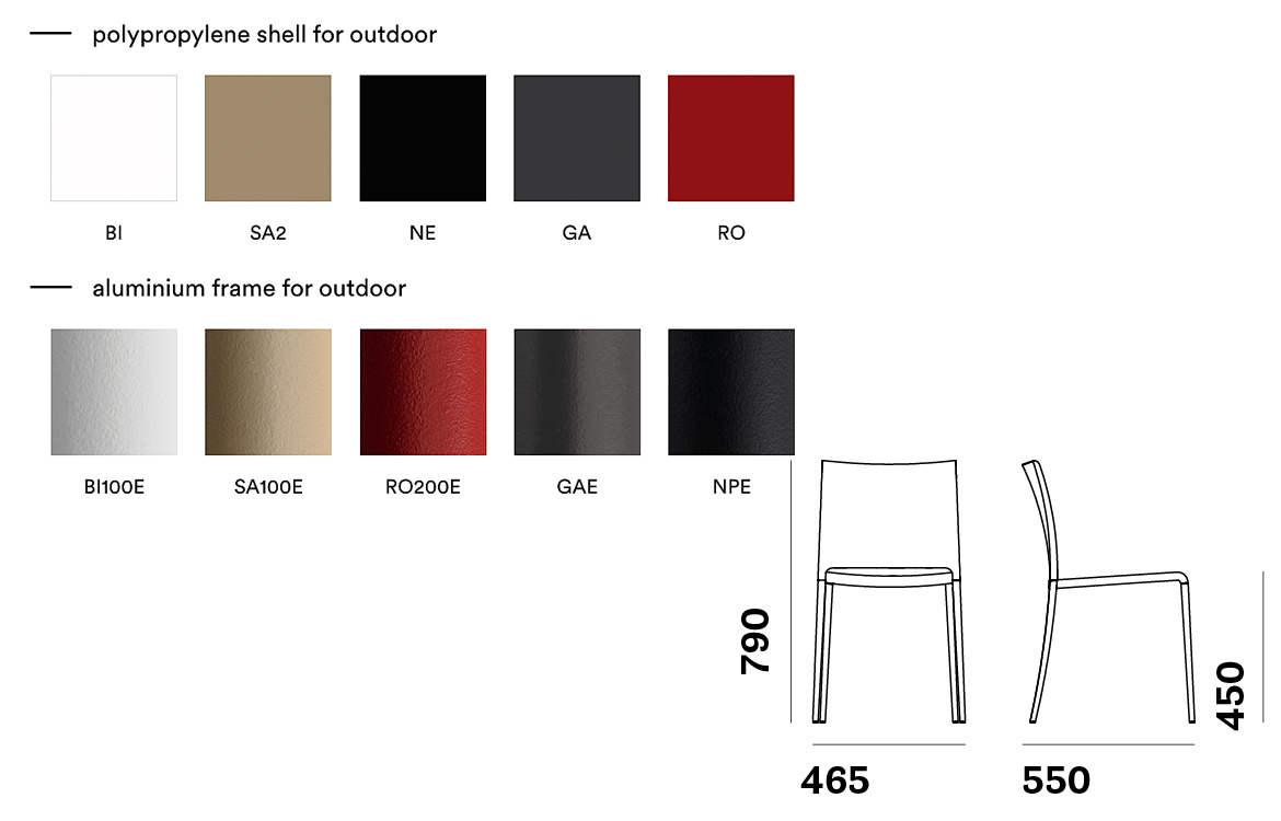 Pedrali Mya cafe chair colours