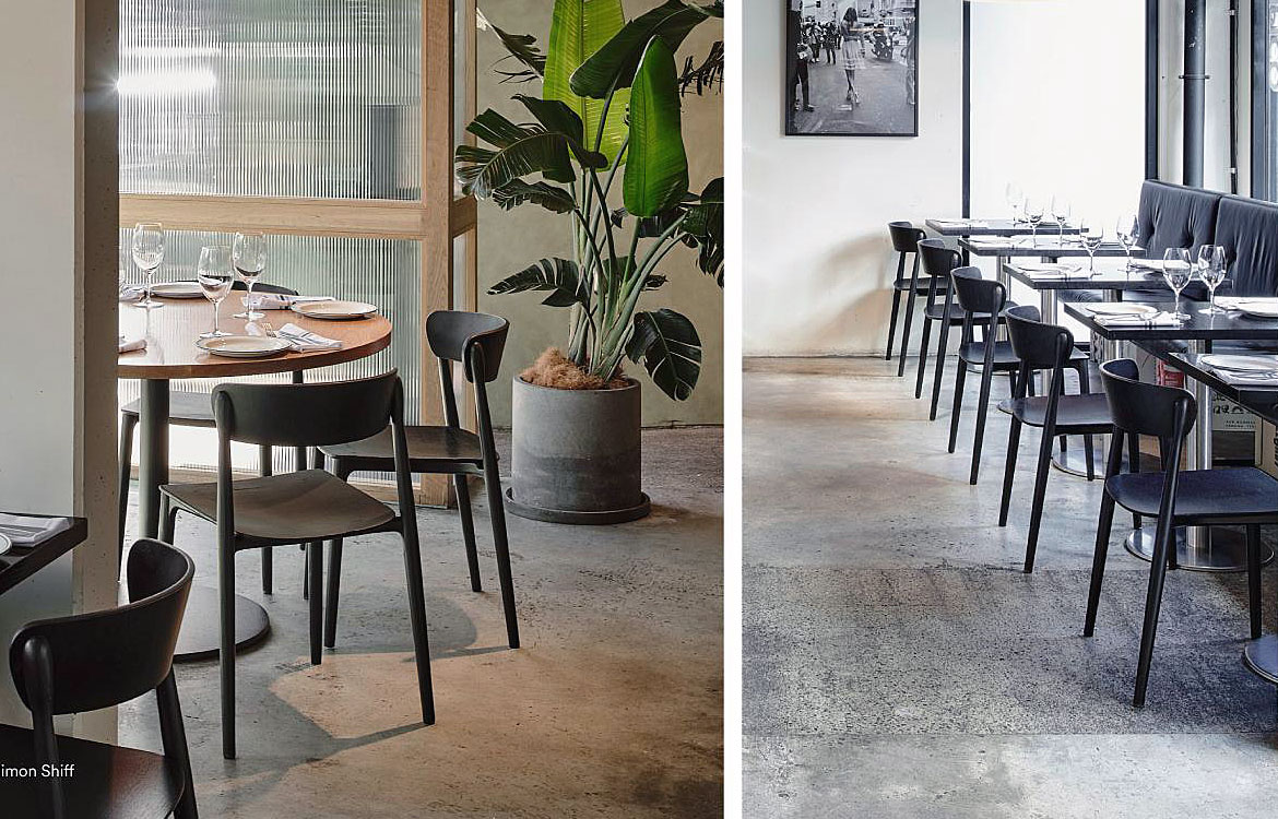 Black wood restaurant chairs