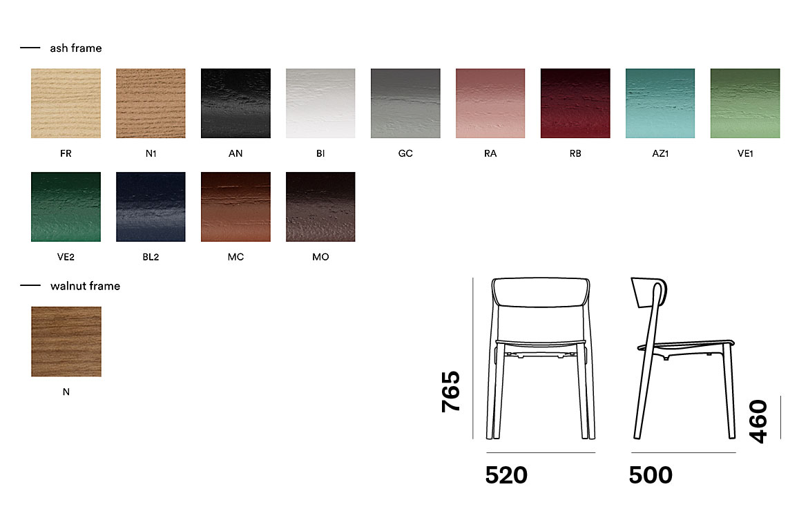 Pedrali Nemea wood cafe chair colours