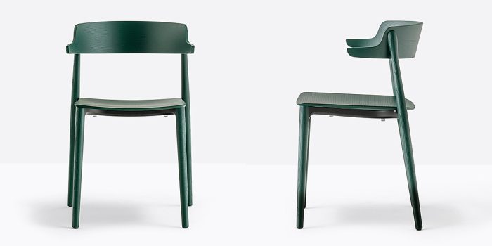 Green stained wood cafe chair