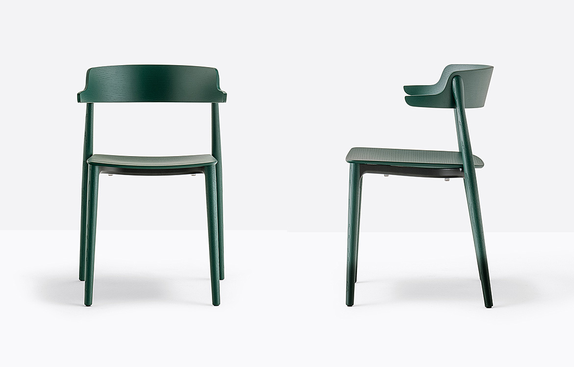 Green stained wood cafe chair